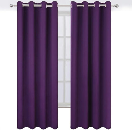 LEMOMO Blackout Curtains 52 x 120 Inch Long Purple Curtains Set of 2 Panels - Image 2