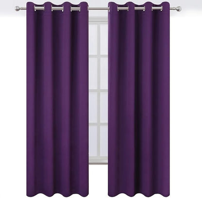 LEMOMO Blackout Curtains 52 x 90 Inch Long Purple Curtains Set of 2 Panels Room - Image 2