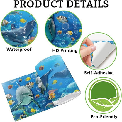 Ocean Wallpaper Border Wall Border Trim Peel and Stick 19.7 x 4 Inch Ocean - Image 6