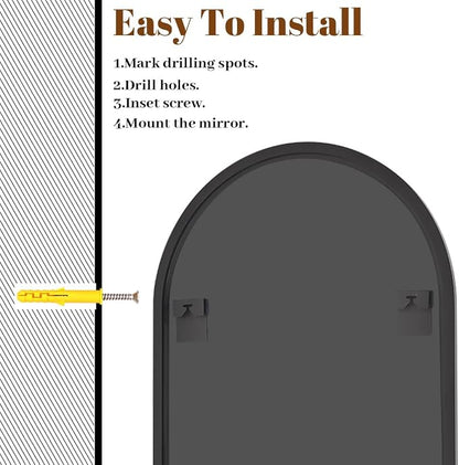 VooBang Arched Wall Mirror, 30 x 38 inch Arch Bathroom Mirror, Wall Mounted - Image 6
