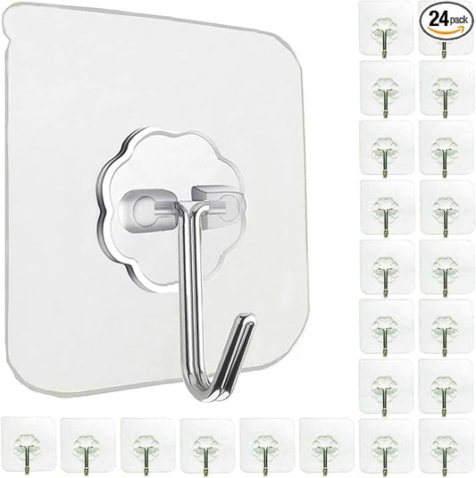 Jwxstore 24 Pack Self Adhesive Hooks Heavy Duty - 33lb Max by Jwxstore