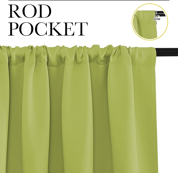 NICETOWN Blackout Curtains for Living Curtains, Fresh Green, 2 Panels, 52 by 95 - Image 2