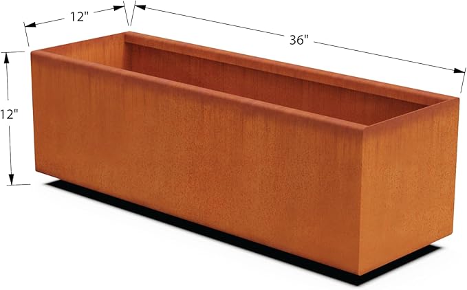 Corten Steel Raised Garden Bed – 36-Inch Large Rectangular Planter Box | Heavy Duty, Low Profile Metal Design | Made in USA, Fully Assembled