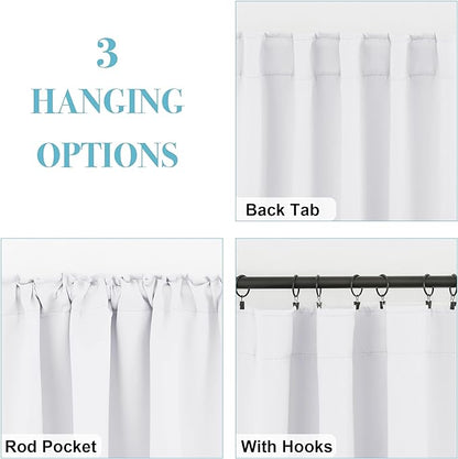 RYB HOME White Curtains for Living Room, Privacy Thermal Insulating Window - Image 2