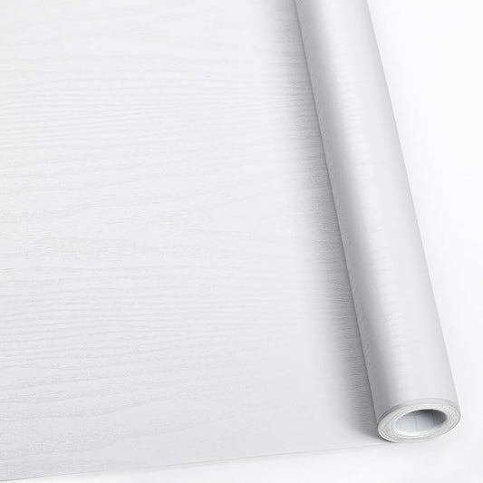 Abyssaly White Wood Contact Paper 17.7" X 118" Decorative Self-Adhesive Film by Abyssaly