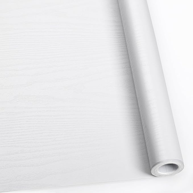 Abyssaly White Wood Contact Paper 17.71 in X 196 in Decorative Self-Adhesive by Abyssaly