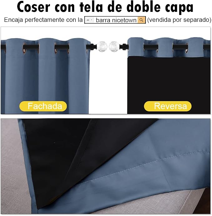NICETOWN Cold Reducing Curtains, 100% Sun Blocking Curtains, Sound Proof Drapes - Image 5