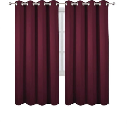 LEMOMO Blackout Curtains 66 x 72 Inch Long Burgundy Red Curtains Set of 2 - Image 2