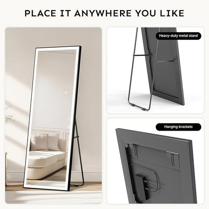 Kosmonia 71x24 Full Length Mirror, Dimmable 3 Color LED Light w/Light Memory - Image 5
