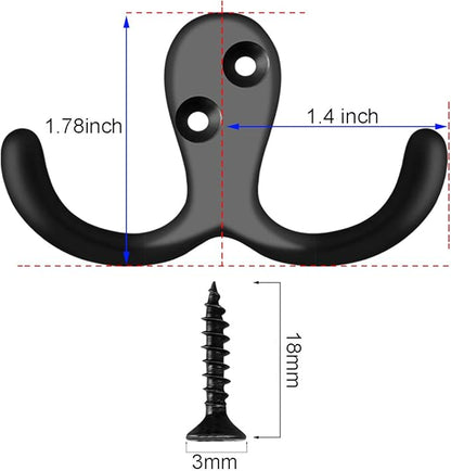 IBosins 8 Pack Heavy Duty Double Prong Coat Hooks Wall Mounted - Image 2