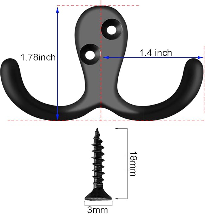 IBosins 20 Pack Heavy Duty Double Prong Coat Hooks Wall Mounted - Image 2