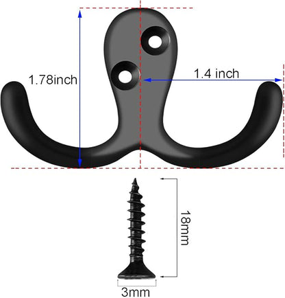 IBosins 20 Pack Heavy Duty Double Prong Coat Hooks Wall Mounted - Image 2
