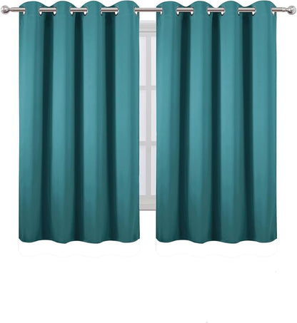 LEMOMO Blackout Curtains 66 x 54 Inch Long Sea Teal Curtains Set of 2 Panels - Image 2