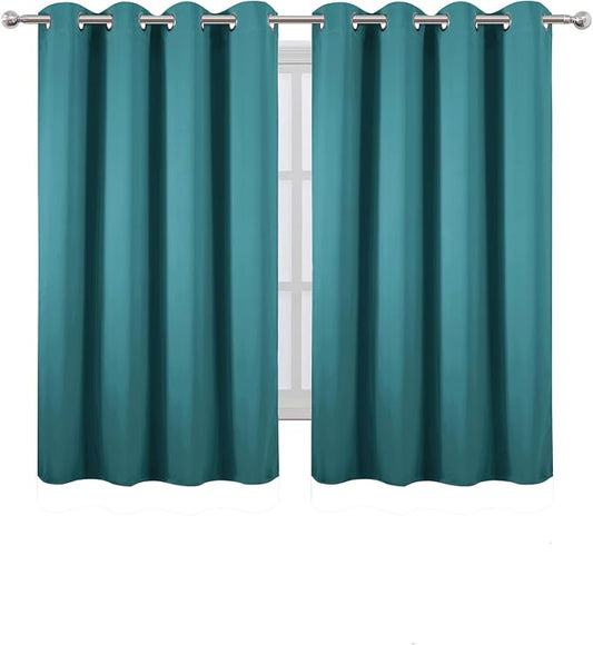 LEMOMO Blackout Curtains 66 x 54 Inch Long Sea Teal Curtains Set of 2 Panels - Image 2