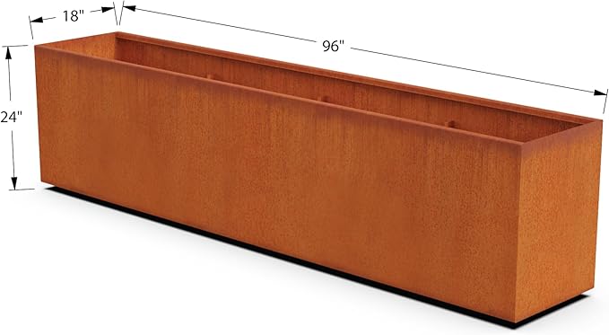 Corten Steel Planter Rectangle Outdoor Metal Garden Box Heavy Duty | Made in USA | Fully Assembled