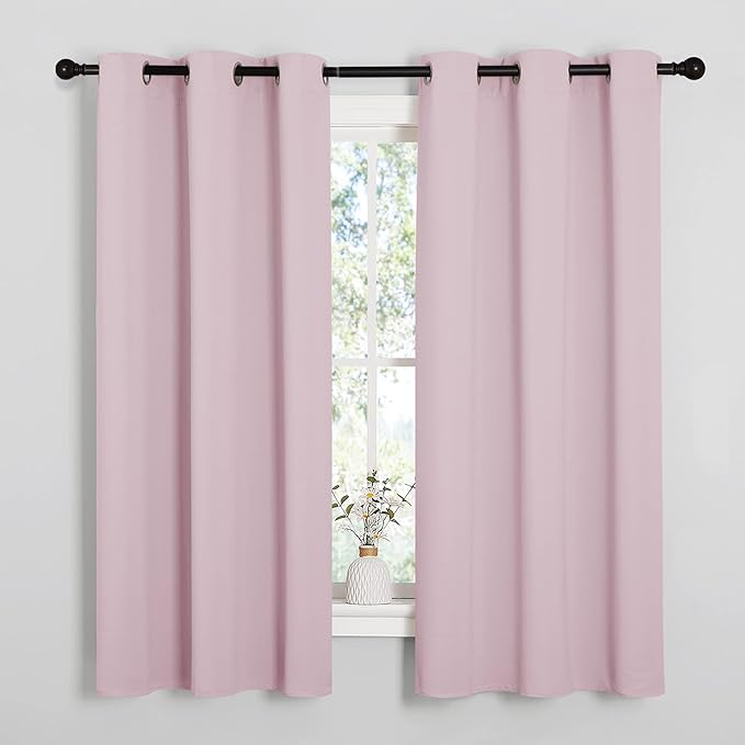 NICETOWN Baby Pink Blackout Curtains 40 inches Length by NICETOWN