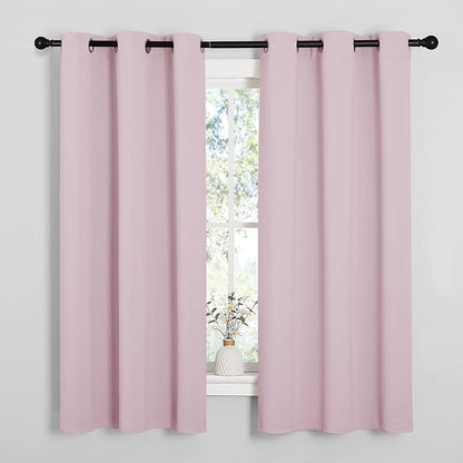 NICETOWN Baby Pink Blackout Curtains 40 inches Length by NICETOWN