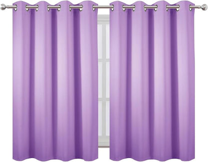 LEMOMO Blackout Curtains 66 x 54 Inch Long Lavender Curtains Set of 2 Panels - Image 2