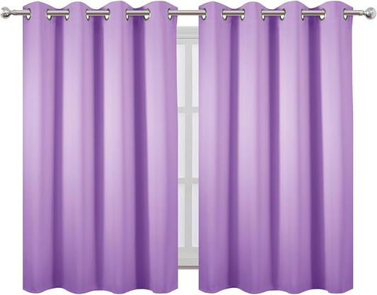 LEMOMO Blackout Curtains 66 x 54 Inch Long Lavender Curtains Set of 2 Panels - Image 2