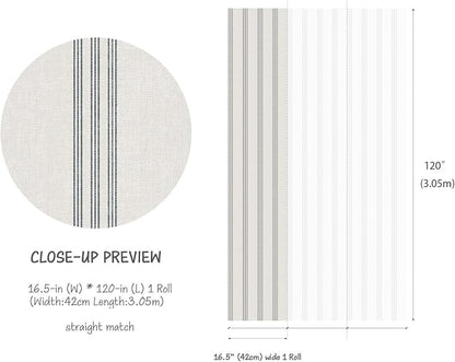 RollsRolla Modern Navy and White Striped Peel and Stick Wallpaper, French - Image 3