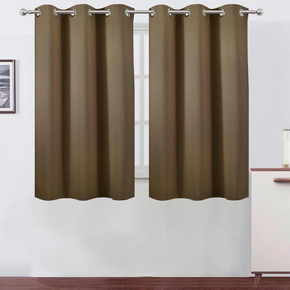 LEMOMO Brown Blackout Curtains/38 x 54 Inch/Set of Two Panels Grommet Living by Lemomo