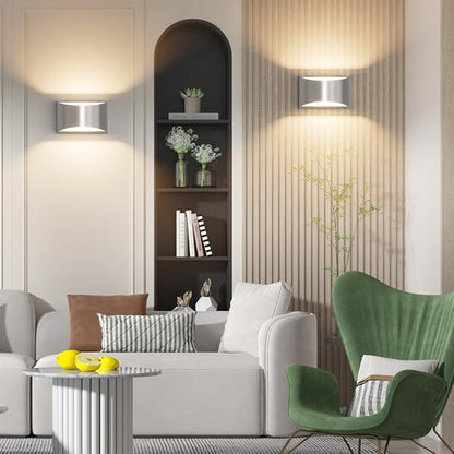 Aipsun Nickel Modern LED Wall Sconce Hardwired Indoor Wall Lights Set of 2 Up - Image 4