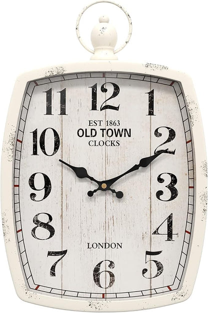 Menterry Large Retro Rectangle Wall Clock, Battery Operated Silent Decor Wall by Menterry