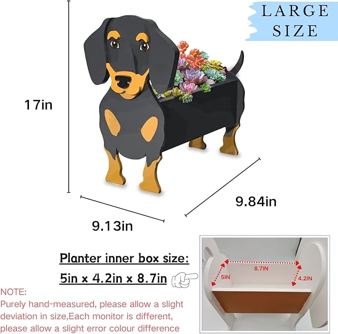 Black and Tan Dachshund Dog Planter Plant Pots,Cute Garden Dog Flower Planter,Large Dog Planters Birthday Gifts for Women,Office,Indoor/Outdoor Decor（9.84 * 9.13 * 17in）