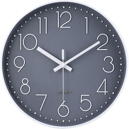 jomparis 16 Inch Gray Large Wall Clock Silent Modern Elegant Decor by JOMPARIS
