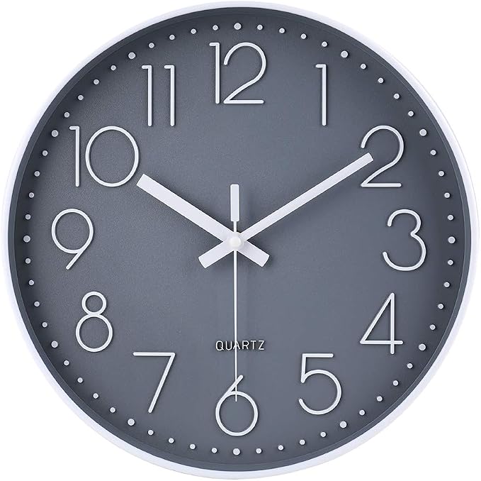 jomparis Wall Clock 12 Inch Non-Ticking Silent Battery Operated Round Wall by JOMPARIS