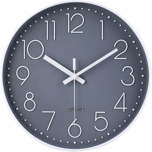 jomparis Wall Clock 12 Inch Non-Ticking Silent Battery Operated Round Wall by JOMPARIS