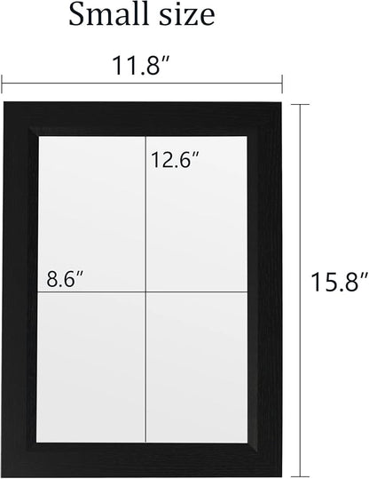 Small Rustic Black Bathroom Mirror, 11.8x15.8 Inch Wooden Frame Rectangle Wall - Image 3