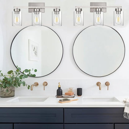3-Light Bathroom Vanity Light, Modern Brushed Nickel Wall Lights - Image 6