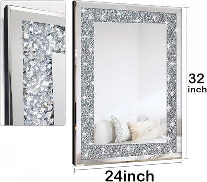 QMDECOR Crystal Crush Diamond Rectangle Silver Mirror - Image 3
