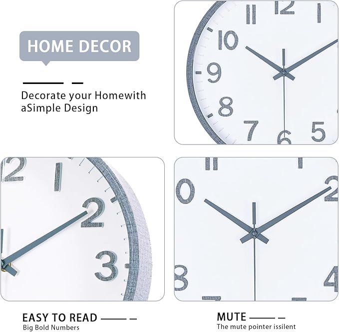 Wall Clocks Battery Operated 10 inch Modern Wall Clock, Silent Non Ticking Wall - Image 3