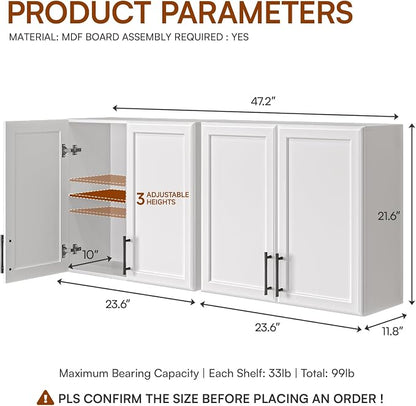 FIMELLO 47.2" W Laundry Room Cabinets Wall Mounted, Laundry Wall Cabinet - Image 3
