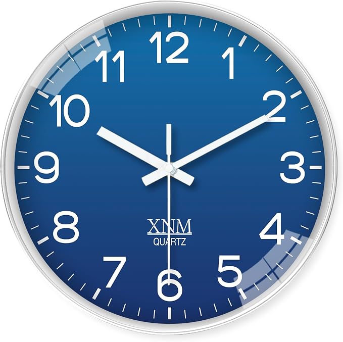 XNM Modern Analog Wall Clocks Battery Operated Navy Blue Wall Clock by XNMwallclock