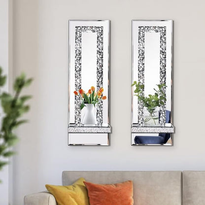Aeveco Crystal Crush Diamond Mirrored Candle Sconces, Wall Decorations - Image 4
