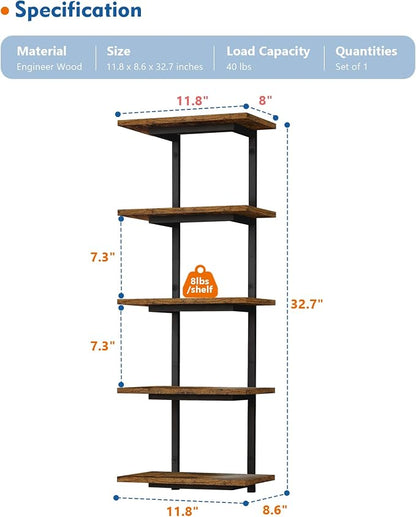 Harwaya 5 Tier Wall Bookshelf Unit - Image 2