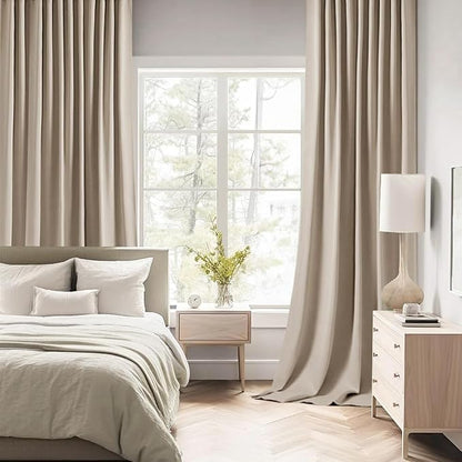 MIULEE Taupe Back Tab Blackout Curtains 108 Inch Long 2 Panels Set - Image 2