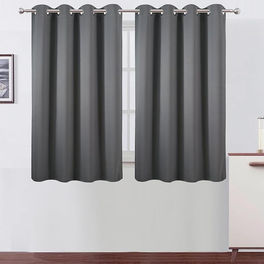 LEMOMO Blackout Curtains 66 x 54 Inch Long Frost Grey Curtains Set of 2 Panels by Lemomo