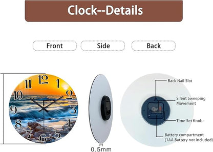 Blue Wall Clocks Battery Operated 14 Inch Beach Wall Clock - Image 9