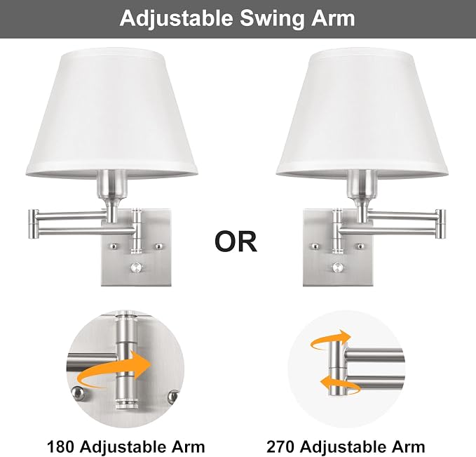 TRLIFE Wall Sconces Plug in, Remote Control Dimmable Wall Sconce and Adjustable - Image 5