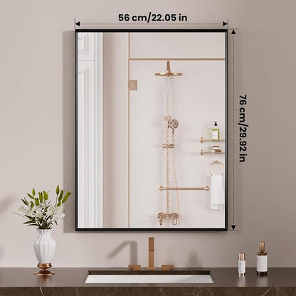 LOAAO Black Bathroom Mirror 22"X30" - Image 8