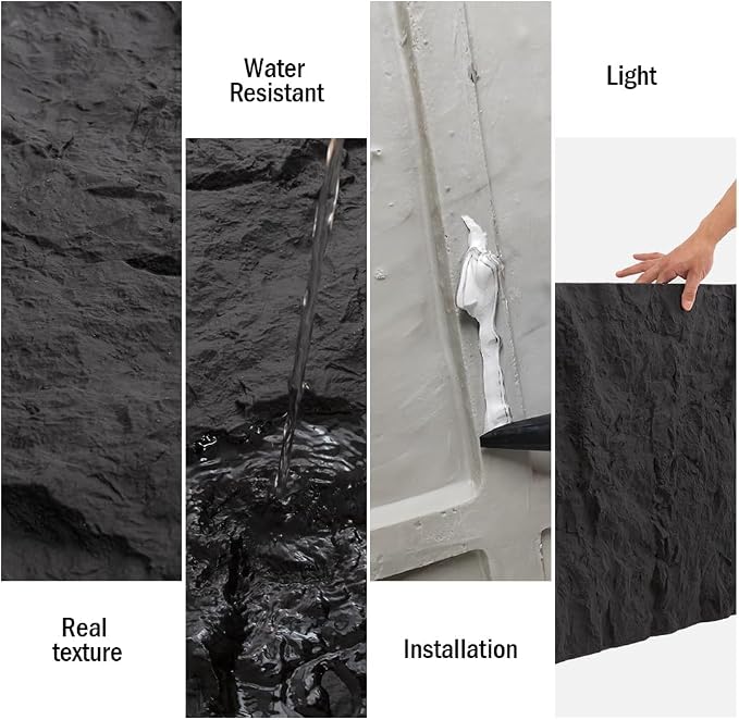 4-Pack 3D PU Stone Wall Panels for Interior Decor - Image 4