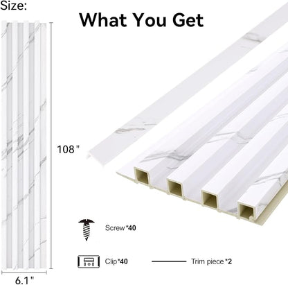 8-Pack WPC Wall Panels 108’’ x 6.1’’ 3D Slat Wall Panel Acoustic Wall Paneling - Image 2
