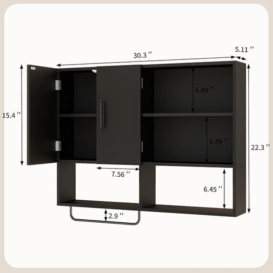 Medicine Cabinet, Wooden Bathroom Wall Cabinet - Image 2