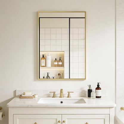 BOMINICA Brushed Gold Bathroom Mirror - Image 3