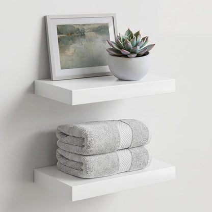 Homeforia White Floating Shelf 12 inch, High End Solid Real Wood Small 12inch by Homeforia