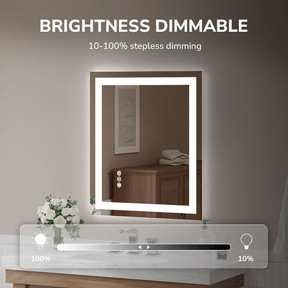 USHOWER LED Bathroom Mirror 24x32 Inch Tempered Glass - Image 3